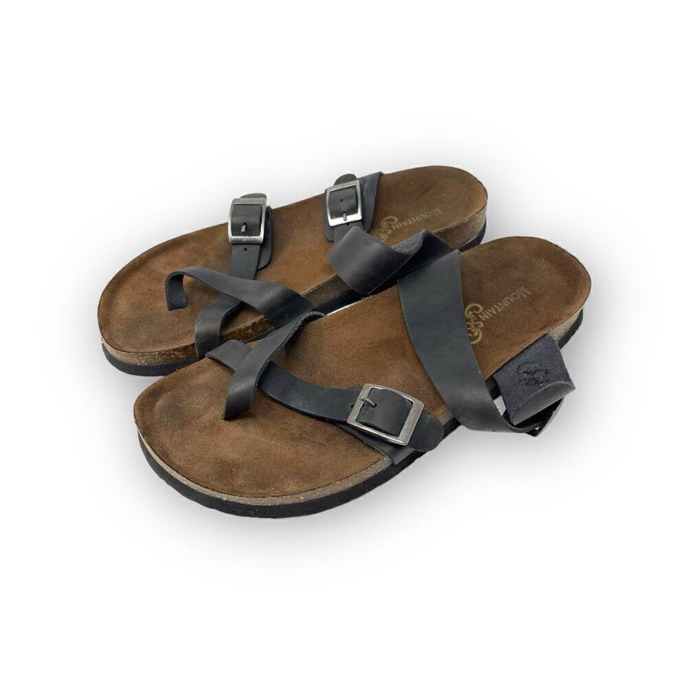 Mountain Sole Birk Style Slip On Leather Sandals Buckle Black Women’s Size 9
